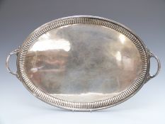 Mappin Brothers silver plated twin handled oval tray, width 64cm