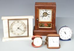 Seth Thomas Connecticut 19th century mantel alarm clock together with three mid twentieth examples