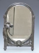 Late 19thC / early 20thC Art Nouveau dressing table mirror with oval bevelled-edge mirror,