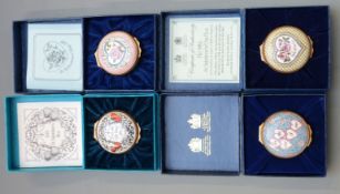 Four Bilston and Battersea Enamels enamel boxes in original outer boxes, comprising 1978, 1981, 1984