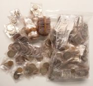 A collection of UK coinage to include Victorian shillings and other silver coinage, gradeable