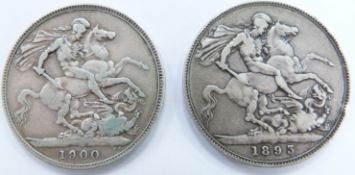 Queen Victoria 1893 veiled head crown together with a 1900 example