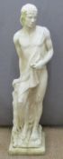 Classical style garden figure of an athlete or warrior, height 104cm together with a similar