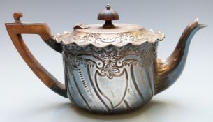 Victorian hallmarked silver bachelors teapot with embossed decoration, Sheffield 1894 maker Lee &