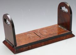 Victorian burr walnut or folding retractable book slide, length 35.5cm