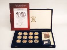 London Mint Great British Heroes piedfort collection comprising eleven gold plated coins, together