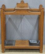 Early 20th century oak hall or umbrella stand, W67 x D31 x H83cm