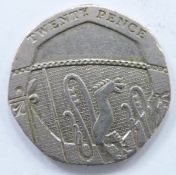 Undated Royal Shield of Arms UK 20 pence piece, small rim nick otherwise VF+