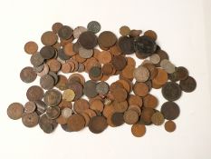A collection of largely copper / bronze coinage, William III onwards, includes some tokens, 1832