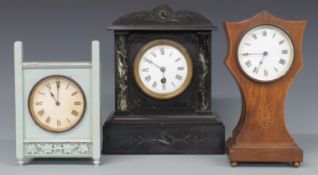 Slate mantel clock and two other mantel clocks