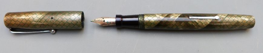 Mabie Todd & Co Swan SM205/85 M2 fountain pen with snakeskin effect barrel and cap, silver plated