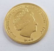 2009 gold coin 1/25 oz Tristan Da Cunha one crown in deluxe case with certificate (1.3g)