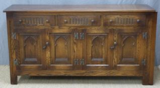 Carved oak sideboard, W152 x D42 x H81cm