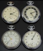 Four Ingersoll keyless winding open faced pocket watches including two Triumph examples all with