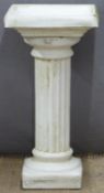 Garden bird bath with square top and reeded column, height 80cm