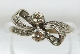 Victorian 18ct gold ring set with diamonds in a bow (size N)