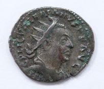 Roman Imperial coin, Valerian II 254-260, silver Denarius or Antoninanus crowned and bearded bust