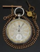 George Gray of Melksham hallmarked silver open faced pocket watch with inset subsidiary seconds