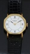 Raymond Weil gold plated ladies wristwatch with black hands and hour markers, white dial, gold