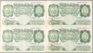 L K O'Brien £1 notes near uncirculated, four consecutive nos Z83K 603546 - Z83K 603549