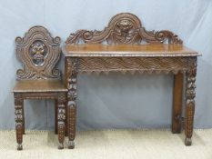 Oak hall table and chair