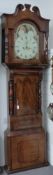 Burslem 19thC flame mahogany cased longcase clock with 8 day movement striking on a bell, 36cm