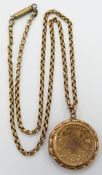 A yellow metal necklace (4.7g) and a 9ct gold back and front locket