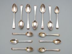 Two sets of six hallmarked silver tea spoons, one set Victorian, London 1888 maker Josiah Williams &