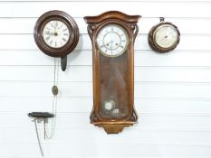 A 19thC Vienna style regulator wall clock, the enamelled Roman dial with indistinct maker's name and