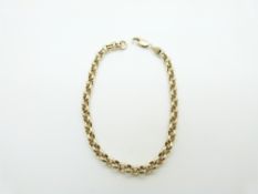 A 9ct gold bracelet made up of oval links, 12.2g