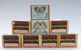 Eight boxes of C Brandauer & Co pen nibs including circular pointed pens, Celebrated Black J etc.,