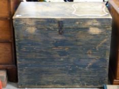 Large painted pine trunk, W62 x D49 x H70cm