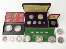 A collection of crowns with a British Virgin Islands coin set etc., includes Olympics and silver
