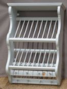 Duck egg blue painted plate rack, height 75cm