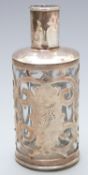 Hallmarked silver mounted glass dressing table bottle, Birmingham 1901 maker Cohen & Charles, height