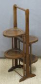 Oak double sided folding cake stand, height 81cm