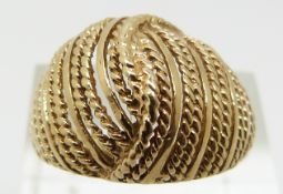 A 9ct gold textured knot ring, 3.7g (size M)