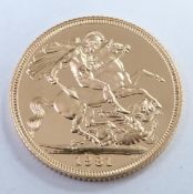 Elizabeth II 1981 proof gold full sovereign, cased with certificate