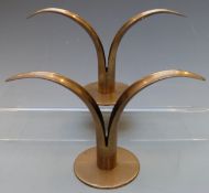 Ivar Alenius Bjork for Ystad Metall of Sweden pair of brass `lily` candlesticks, stamped artist`s