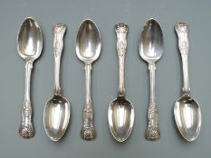 A set of six Victorian hallmarked silver King's pattern dessert spoons, London 1841 maker