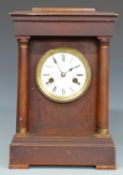 Wurttemberg mahogany cased mantel clock, enamelled Roman dial, 36cm tall