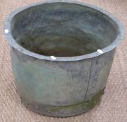 19th century riveted copper log or coal bin, diameter 49cm