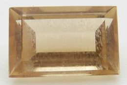 A rectangular cut yellow feldspar, 0.35g