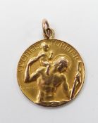 A 9ct gold St. Christopher medallion by P Vincze, 5g, diameter approximately 2cm