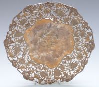 George VI hallmarked silver pierced tazza with floral design, Sheffield 1949 maker Atkin Brothers,