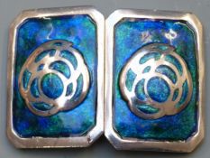 Archibald Knox for Liberty & Co Art Nouveau hallmarked silver and enamel buckle with stylised flaral