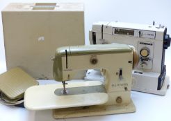 Two electric sewing machines by Toyota and Bernina