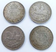 Two George V 1935 'rocking horse' crowns together with two George VI 1937 coronation examples