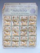 George W Hughes Ajusto advertising shop pen nib display with 72 packets of pen nibs mounted on card,