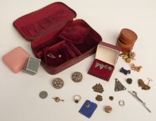 Two micro-mosaic brooches, cufflinks etc